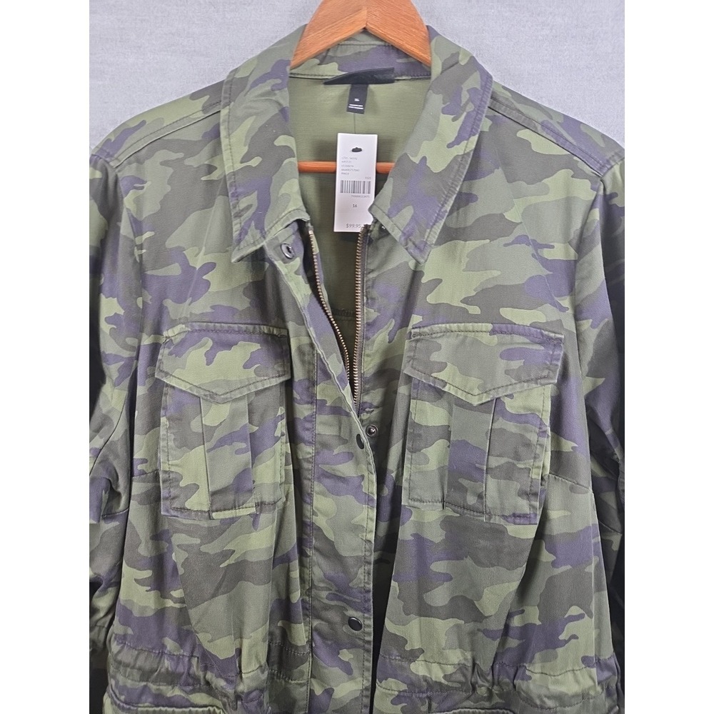 Lane Bryant Field Utility Green Blue Camo Jacket Womens 16 Fitted Grunge NEW - Picture 1 of 13